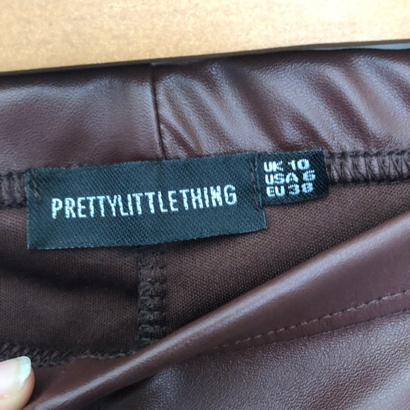 Prettylittlething faux leather brown tights - Picture 4 of 6